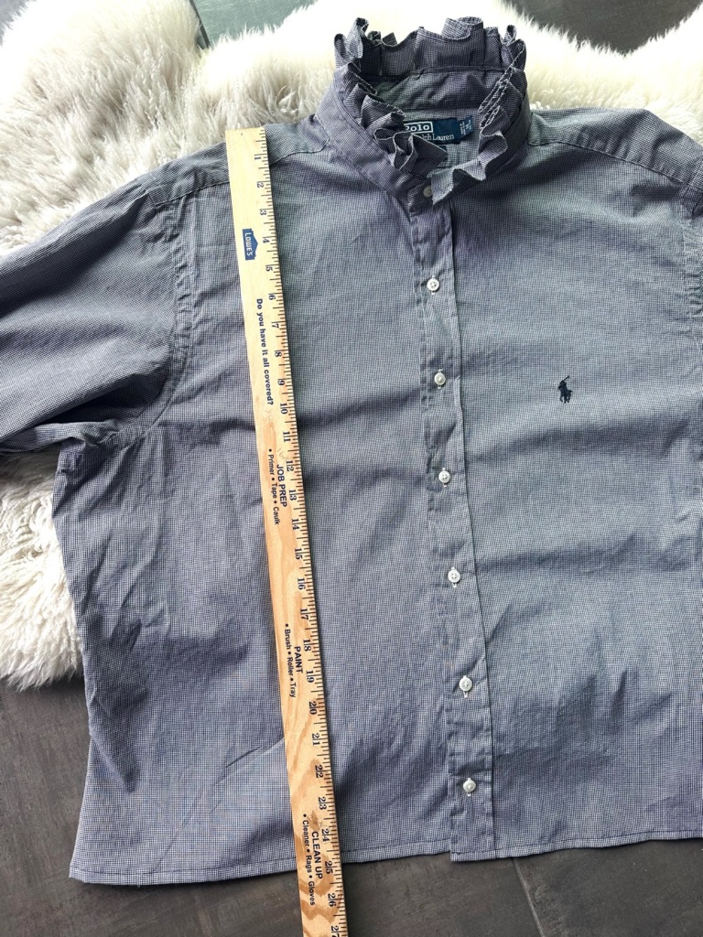 Ralph Lauren Ruffle Collar Reworked Button Down XXL| One-of-a-Kind American Flag - Picture 7 of 9